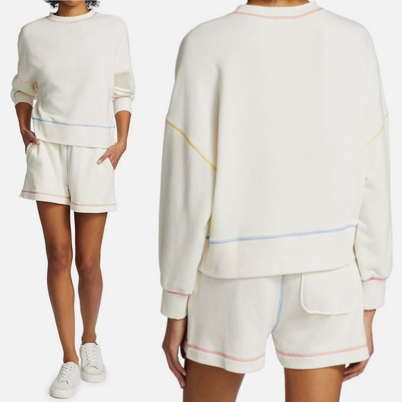 Rails Womens Sweatshirt Multicolor Stitching Cream Casual Comfy Pullover Top M - Picture 1 of 11